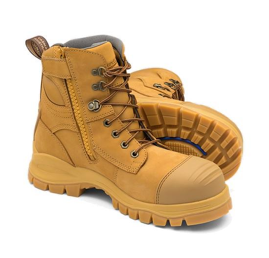 Blundstone 992 Side Zip Lace Up Steel Cap Boot Wheat