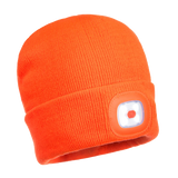 Portwest -  B029 - Beanie LED Head Light USB Rechargeable - Black / Orange / Yellow