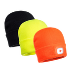 Portwest -  B029 - Beanie LED Head Light USB Rechargeable - Black / Orange / Yellow