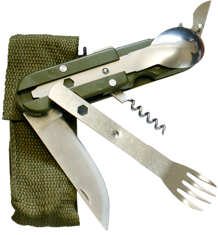 Multi-function Utility Knife Fork & Spoon Set + Pouch